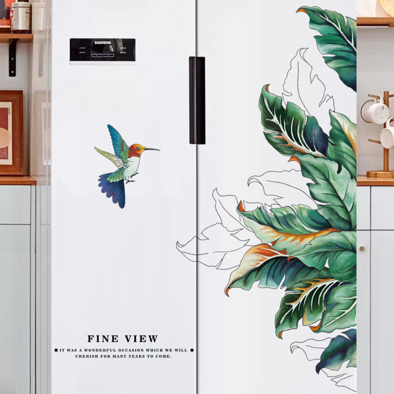 网红冰箱贴纸创意双开门冰柜侧面贴画厨房翻新贴膜3d立体装饰画
