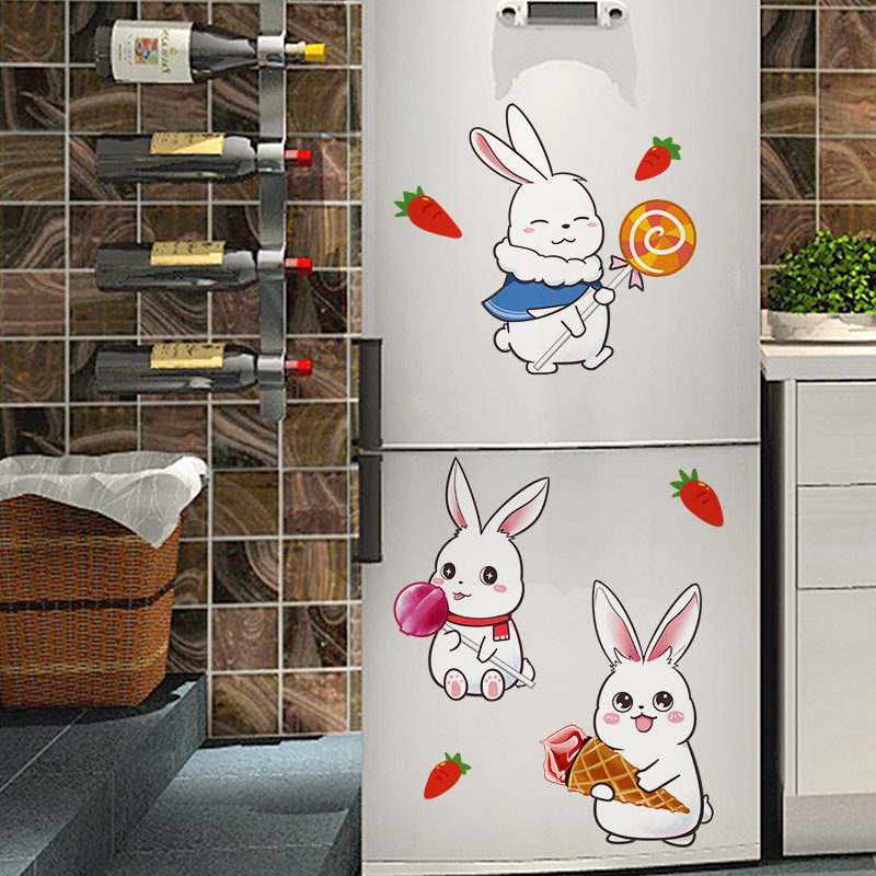 冰箱贴橱柜贴纸翻新柜门装饰3d立体创意单门全贴北欧卡通贴画自粘