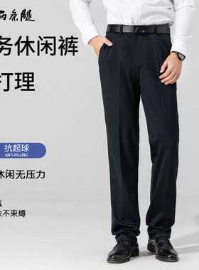 两条腿高端宽松商务休闲裤男春夏新品高腰直筒高级感垂感弹力西裤