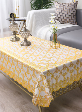 欧式烫金桌布防水防油免洗防烫pvc塑料茶几餐桌垫长方形家用台布