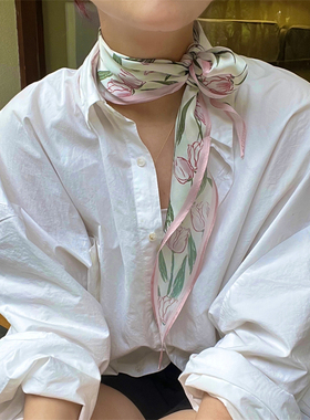 郑佰万 显白原创韩系菱形小丝巾女春夏高级感绑包包护颈领巾发带