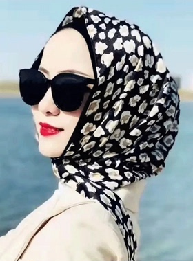 丝巾春夏季薄款网红时尚穆斯林包头帽多功能防晒头巾帽头饰围巾