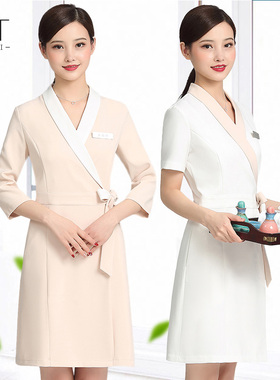 美容院美容师工作服女夏季韩国高端时尚气质养生馆两件套套装夏天