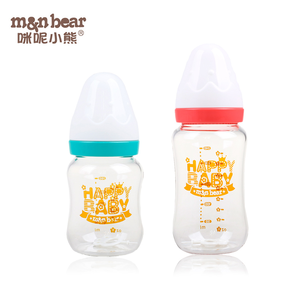 咪呢小熊宽口径玻璃奶瓶宝宝奶瓶160/240ml高硼硅耐高温