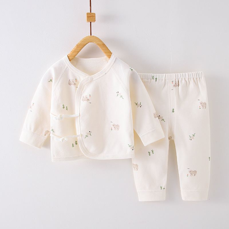a类初生婴儿衣服套装纯棉夏0-3月和尚服新生儿分体宝宝秋装两件套
