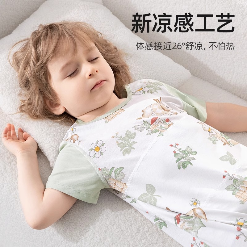 【贝肽斯】儿童睡衣纯棉夏季薄款2024新款家居服连体衣服短袖