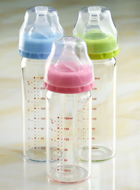 高硼硅玻璃奶瓶宽口径奶瓶防胀气婴儿新生儿宝宝用品180ML/240ML
