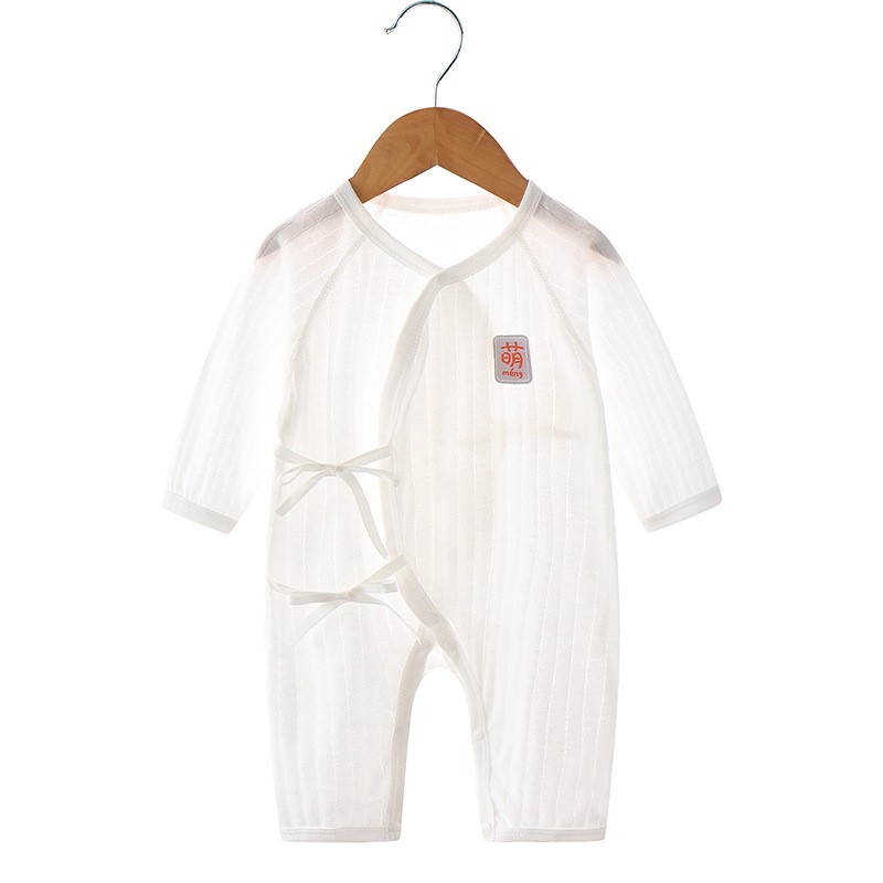 婴儿连体衣夏季薄款长袖哈衣新生儿衣服纯棉和尚服宝宝空调服睡衣