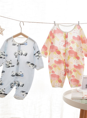 婴儿夏季衣服优可丝哈衣薄款空调服新生儿宝宝和尚服长袖爬服连体