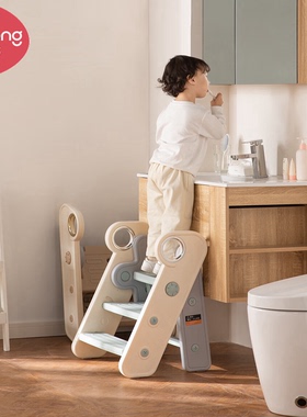 曼龙儿童洗漱台踩凳可折叠宝宝洗手台阶凳婴幼儿梯子垫脚凳增高凳