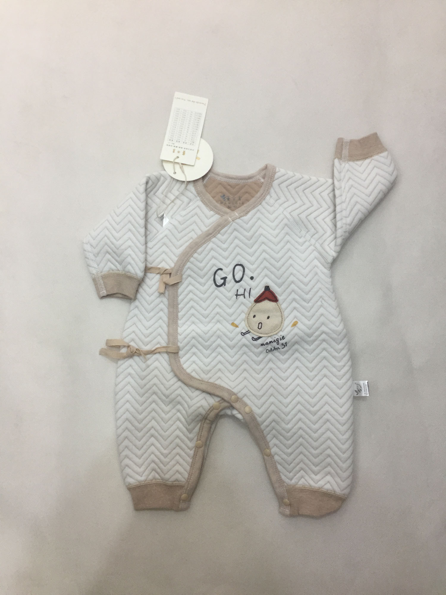 麦米吉婴儿冬季夹层保暖出生衣合同连体哈衣 前开爬服 婴童服饰