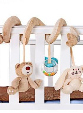 新生婴儿玩具0-1岁宝宝玩具小熊床绕床铃床挂布艺摇铃带BB器玩具