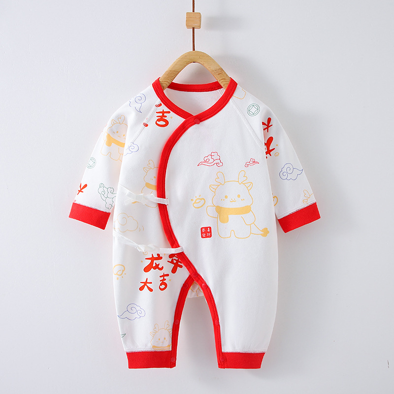 0-6月新生婴儿纯棉连体衣幼儿a类爬服和尚服宝宝蝴蝶衣哈衣服可爱