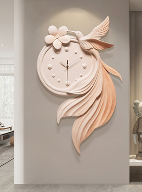 奶油风钟表高级感客厅餐厅静音玄关走廊立体浮雕艺术挂表装饰时钟