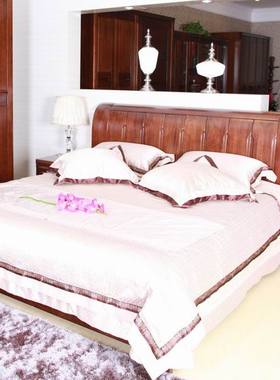 上海 品牌 全柚木 家具 中式 实木床 低箱床 平板床 双人床 U5型