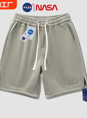 NASA联名字母短裤男士夏季美式潮牌加大码运动休闲宽松五分中裤子