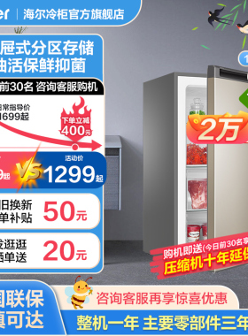 海尔148/193升母乳节能家用微霜立式小型冷冻冰柜冷柜抽屉式冰箱