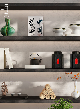 新中式国风茶室开放格摆件侘寂日式样板间酒柜书房博古架软装饰品