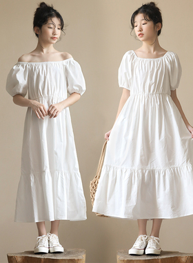 女童裙子2024新款夏装长款沙滩裙中大童白色公主裙儿童纯棉连衣裙