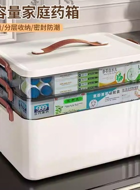 家用药箱家庭装医药箱大容量药物收纳盒小型急救箱多层药箱收纳箱