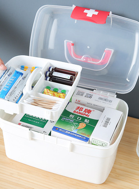 医药箱家庭装学生宿舍大容量储物箱小型药物药品收纳盒家用小药箱