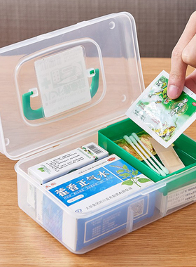 日本进口家用医药箱家庭装小型药品收纳盒学生便携分类应急救箱