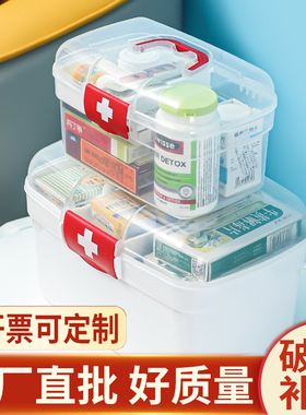 便携小型家用急救箱药品药物收纳盒医药箱家庭装家用大容量整理语