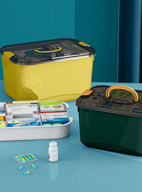 多层医药箱家用大容量医护药品加厚塑料应急收纳盒小型医疗急救箱