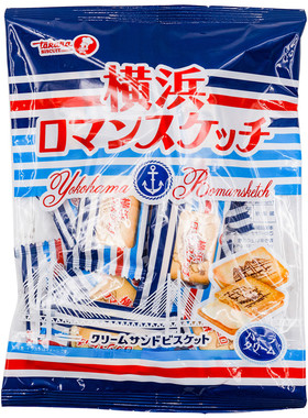 现货日本原装进口宝制果横滨浪漫素描饼干网红儿童休闲零食品129g
