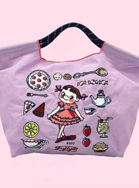 少量现货自制日本环保刺绣袋ball chain手提布包小女孩单肩不二家