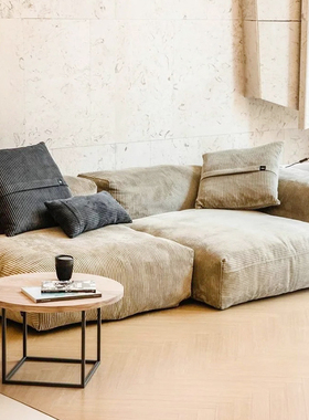 极简北欧侘寂风豆腐块布艺沙发组合Vetsak灯芯绒直排小户型沙发