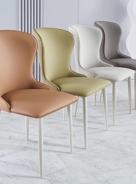 奶油风餐椅意式轻奢家用现代美甲靠背椅北欧咖啡厅休闲感餐厅椅子