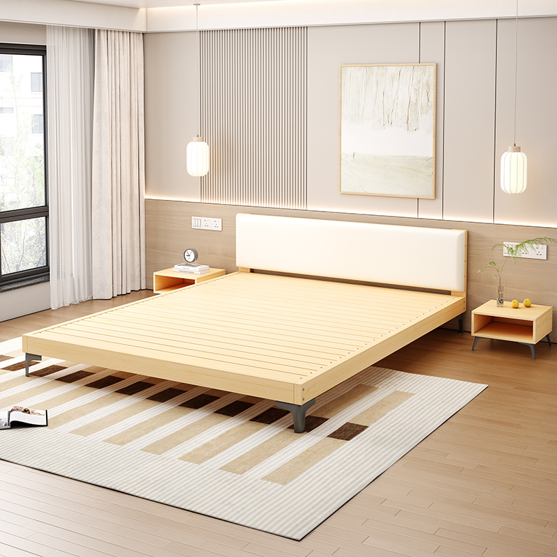 实木床1.5米松木双人床经济型现代简约1.8出租房简易单人床1.2m全