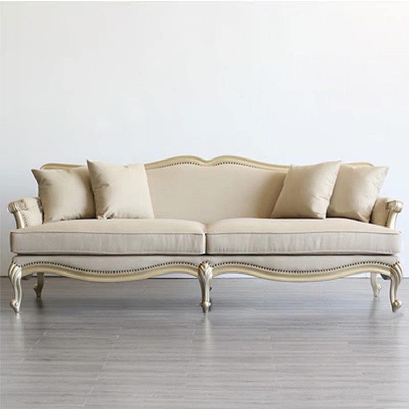 美式轻奢布艺沙发法式新古典客厅高端实木榉木雕花香槟家具可定制