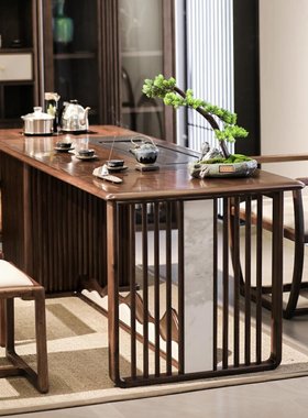 新中式实木茶桌椅组合禅意功夫泡茶台接待会客区茶艺桌茶道桌家具