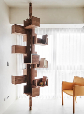 Albero意式极简实木旋转书架 大平层设计师高端创意家具置物架