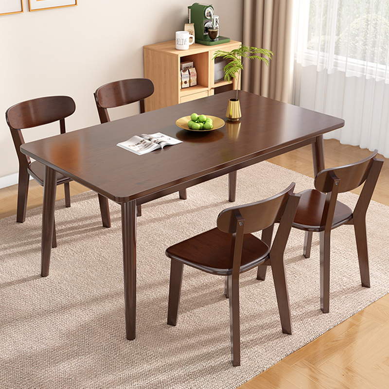 全实木餐桌椅组合小户型北欧胡桃现代简约长方形餐馆吃饭桌子家用