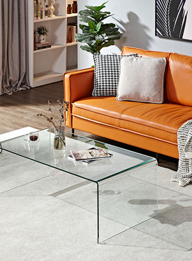 玻璃茶几简约现代长方形茶桌网红轻奢极简客厅小户型简易透明桌子