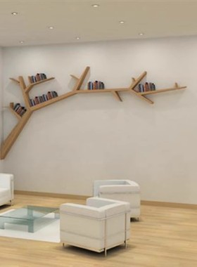 创意树形艺术书架置物架多层搁板儿童墙面收纳书柜实木落地绘本架