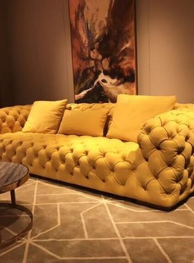 别墅baxter意式创意拉扣沙发美式轻奢布艺沙发客厅小户型设计师款