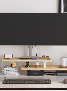 亚克力电脑增高架带抽屉显示器支架桌面办公室台式笔记本置物架