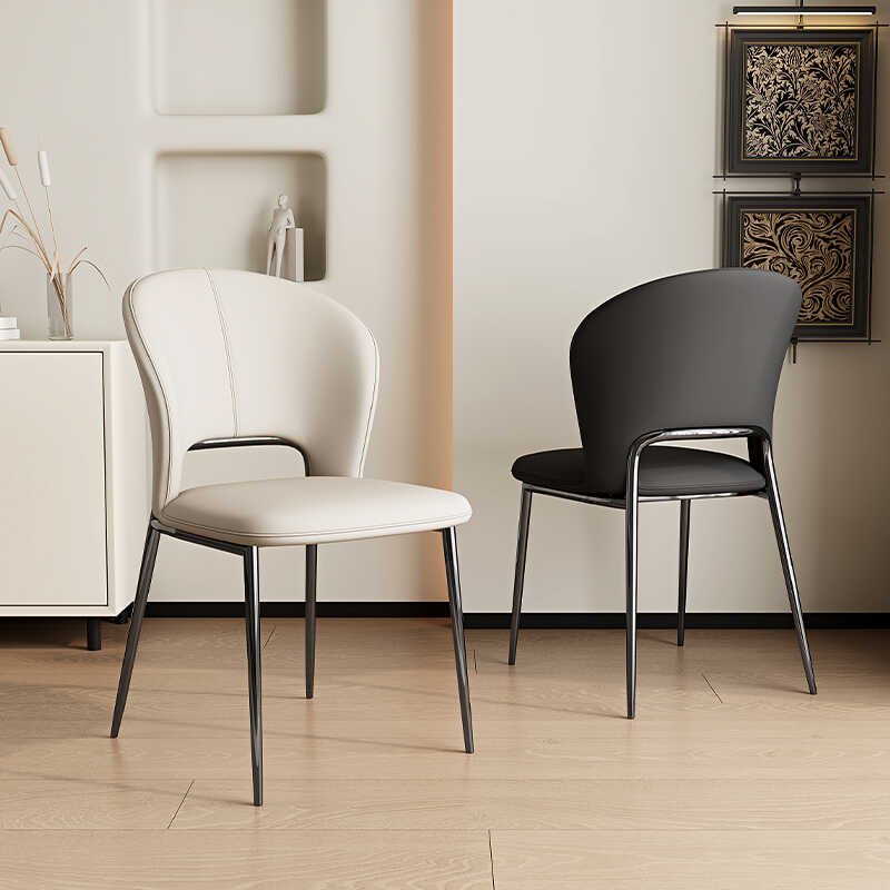 意式极简餐椅家用简约现代餐桌椅北欧简约轻奢设计师软包靠背椅子