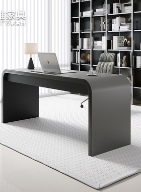 意式极简小户型电脑桌高端马鞍皮书桌家用现代简约卧室写字办公桌