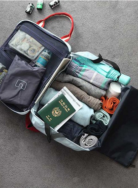手提旅行包短途旅游男小防水休闲出差登机行李包可套拉杆箱收纳袋
