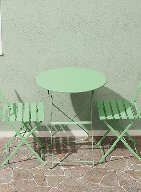 阳台桌椅茶桌组合休闲区布置套装折叠小圆桌茶几户外庭院铁艺露台
