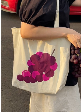 【清仓】別來無恙 【葡萄】超级健康布袋 浪漫紫色单肩帆布包