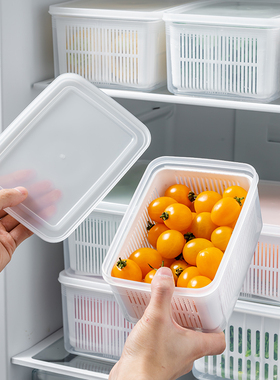 厨房大容量水果蔬菜沥水保鲜盒冰箱冷冻专用食品级塑料密封收纳盒