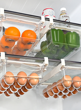 冰箱抽屉式收纳盒挂篮内部悬挂鸡蛋用厨房保鲜冷冻置物架托神器
