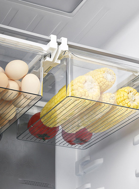 悬挂式冰箱收纳抽屉蔬菜冰箱整理透明保鲜盒收纳盒鸡蛋收纳箱壁挂