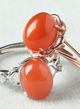 亲宝水晶樱桃红天然南红玛瑙戒指玛瑙指环手饰品女礼物